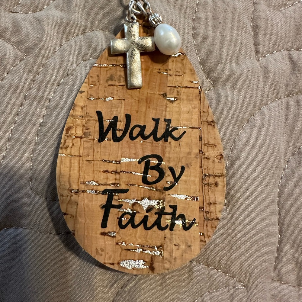 Cork Pendant Necklace with Faith Charm